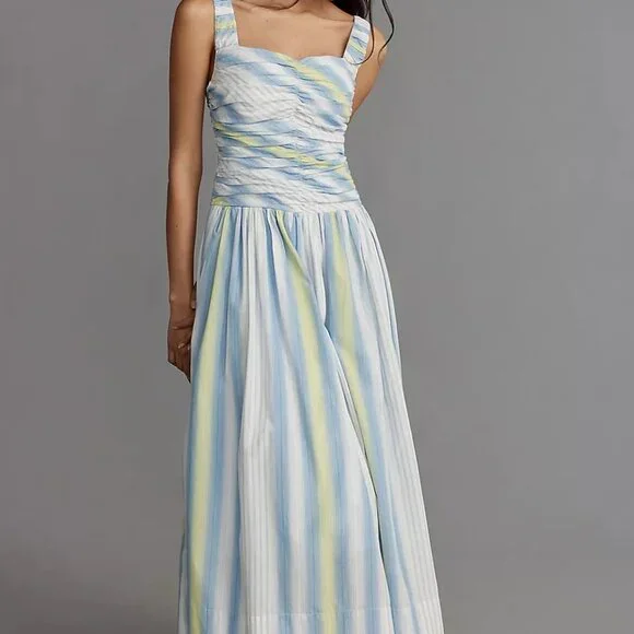By Anthropologie Square-Neck Drop-Waist Maxi Dress - Picture 3 of 12